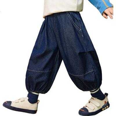 ASK JUNIOR Children's Washed Jeans Spring Boys' Lantern Pants Cropped Pants Toddler Running Sports Casual Pants