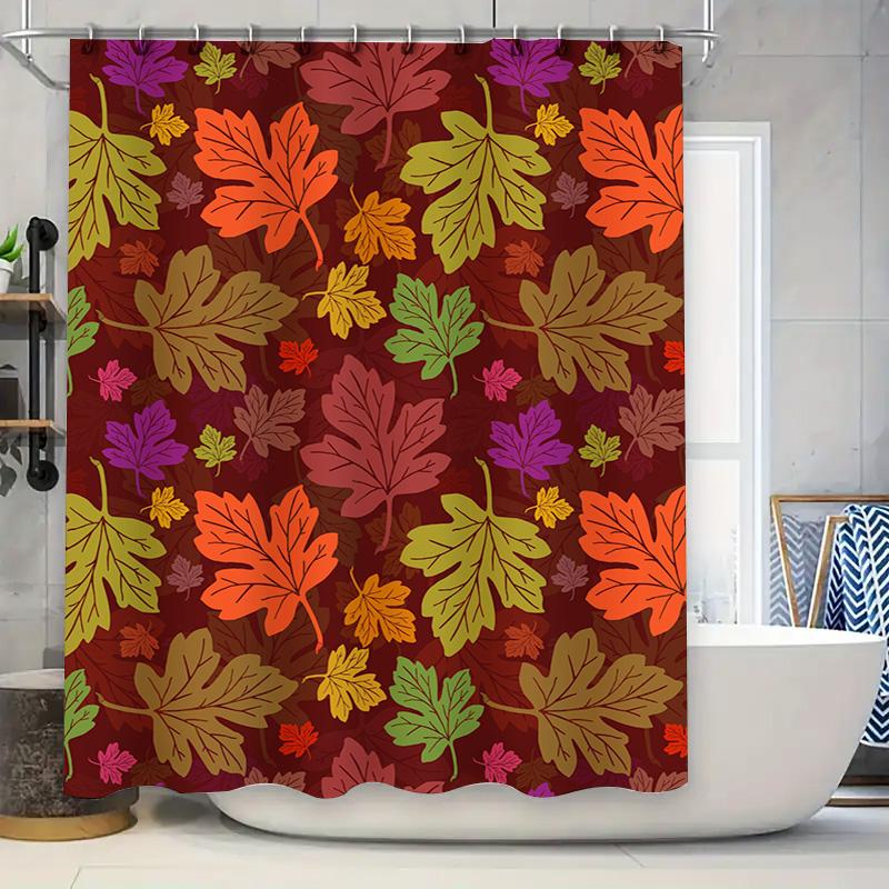 Colorful Leaves Shower Curtain Fall Decor for Bathroom 3D Printed Fabric Available in Multiple Sizes
