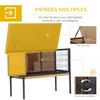 Wooden Rabbit Hutch Guinea Pig Hutch Bunny Cage Metal Frame Elevated Pet House with Slide-Out Tray Lockable Door Openable Roof Natural Wood 91.5 x 45