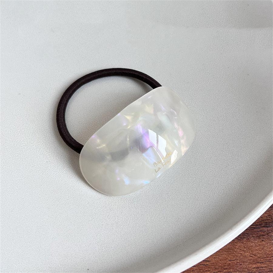New Oval Acetate Geometric Semicircle Buckle Hair Rope Temperament Practical Elastic Rubber Band Ponytail Head Rope Female