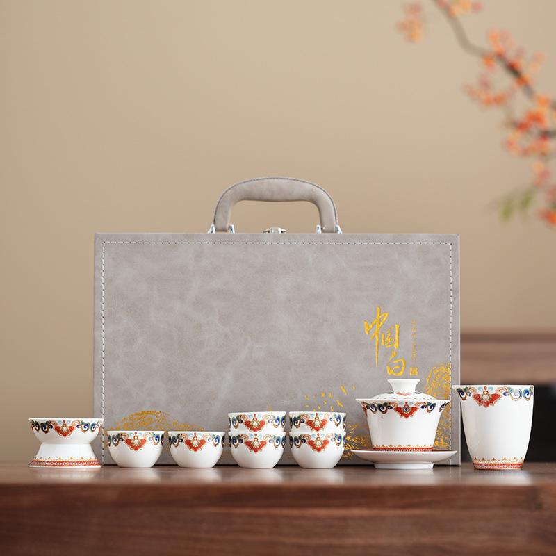 

Набор для чая Кунг-фу, фарфор «снежный нефрит», высококачественная подарочная упаковка