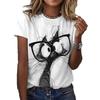 Womens Casual Round Neck Short Sleeve T-Shirt With Butterfly Print Loose Fit 2025