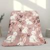 1pc Soft Easter Bunny Garden Flannel Throw Blanket - Cozy Pink Floral & Rabbit Design for Bed, Sofa, Chair, Office, and Travel