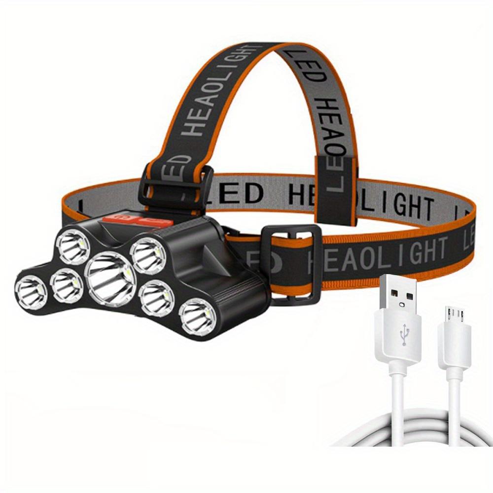USB Rechargeable 7LED Headlamp Super Bright Waterproof Head-Mounted Light with 4 Modes for Outdoor Camping Fishing Emergency