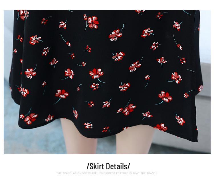 2026 Plus Size V-Neck Floral A-Line Dress - Tummy Covering, Slimming, Summer Wear with Slit