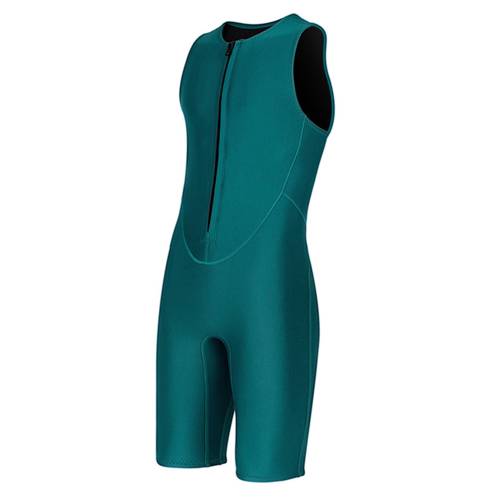 2MM Korte Mouwloze Duikpak met Rits aan de Voorkant voor Mannen Zwemmen Snorkelen Surfen Watersporten