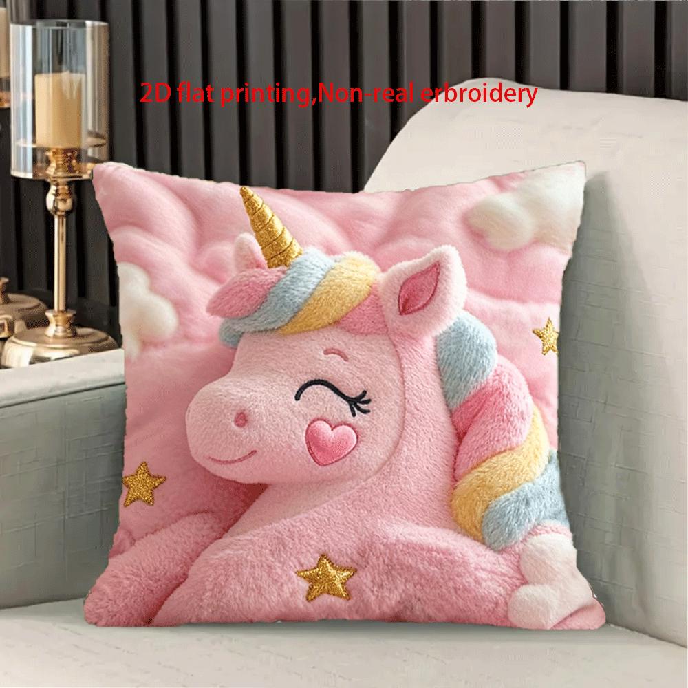 1 Stück Süße Einhorn Rosa Kissenbezug Beidseitig Waschmaschinenfest Kissenhülle Für Wohnzimmer Sofa Schlafzimmer Dekor