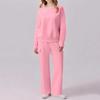 Women's 2-piece Casual Round Neck Sportswear Suit Loose And Fashionable Wide-leg Multi-pocket Sports Pants Suit