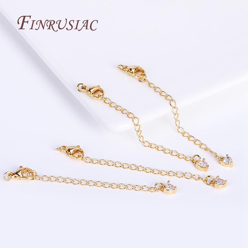 8 Types Full Length 70mm 18K Real Gold Plated Brass Extended Extension Tail Chain with Lobster Clasps, Chain Extender