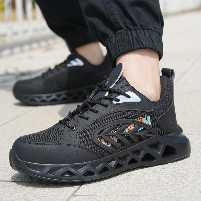 Men Work Sneakers Protective Shoes Lightweight Safety Shoes Puncture-Proof Anti-Smash Steel Toe Shoes Indestructible Anti-Slip