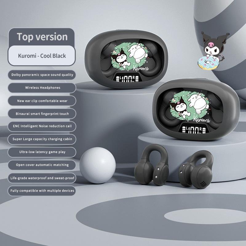 EX53 Trådløse Øreklem-hodetelefoner Tegneseriedesign Smart Digital Skjerm Volumjustering Sikker Passform & Komfort Bluetooth Ørepropper