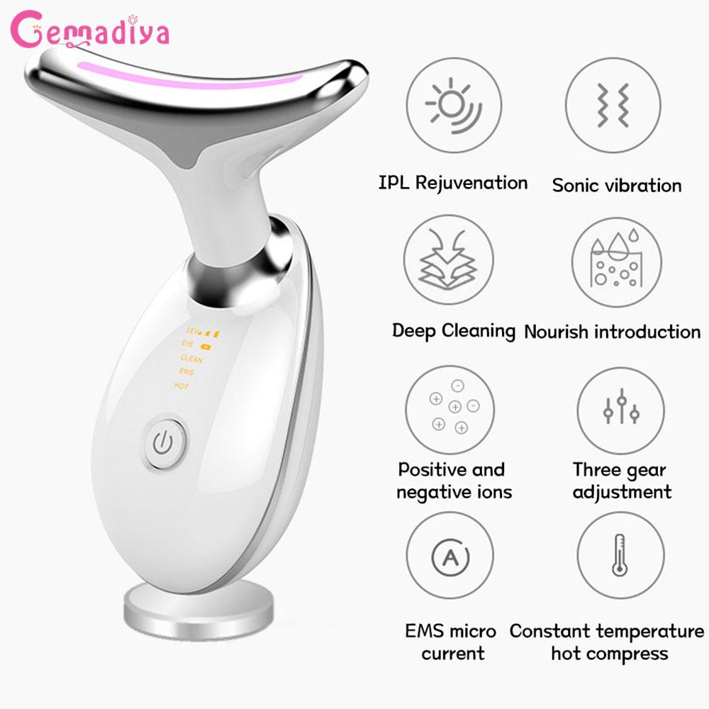 

Светодиодная Pon терапия Ne для лифтинга лица Msager EMS Sk Tighten уменьшить двойной Ch Heatg Anti-Wrile Remove Ne Eye Device