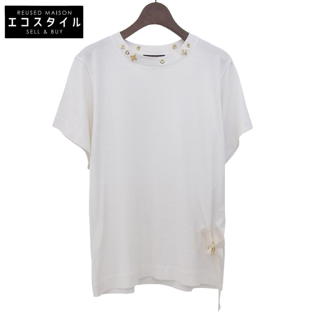 Louis Vuitton Excellent Condition Side Strap Short Sleeve T-shirt, Cotton, Women's, White, Size S, RW191W Tops S whiteUsed