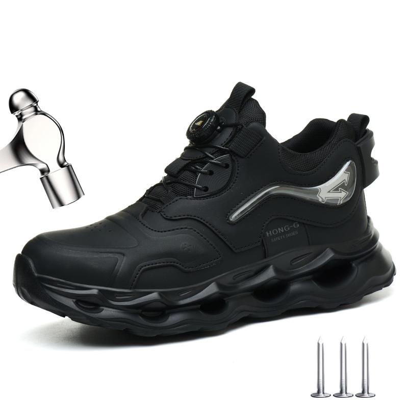 Waterproof Work Safety Shoes Men Women Indestructible Work Sneakers Protection Steel Toe Shoes Rotating Button Safety Boots
