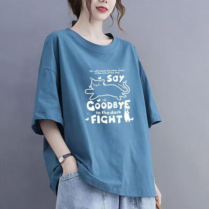 

Летняя новая женская хлопковая повседневная дышащая футболка с короткими рукавами 2025 года 3XL