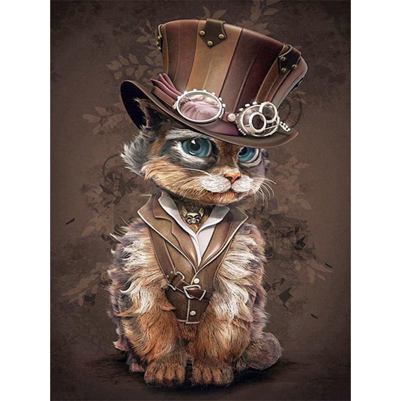 Diamond Painting Kit Cat Full Round Diamond Embroidery Animal Cross Stitch Rhinestone Art Hobby Gifts Home Decoration
