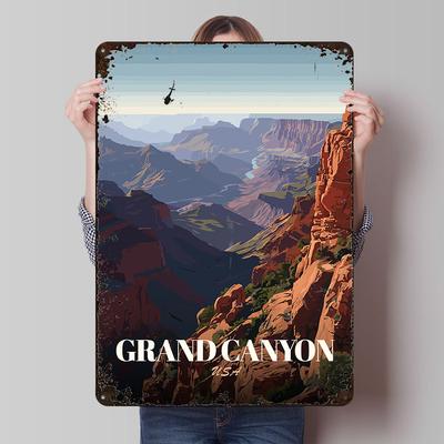 Grand Canyon USA Travel Poster Customized Wall Art Vintage Metal Signs Retro Tin Plaque for Man Cave Mancave Decoration Gaming