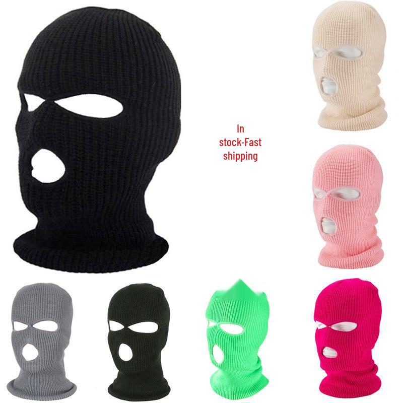 Herren Winter Ski- & Radsport Wollstrick Gesichtsmaske - Drei-Loch-Design
