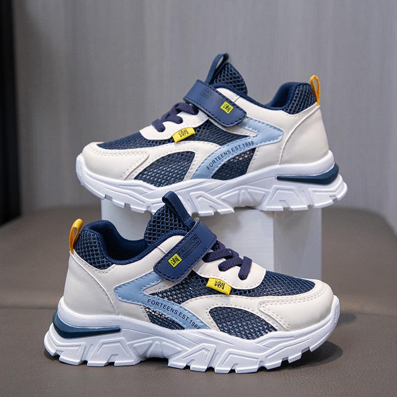 Kid Sneakers Sport Shoes for Boys Fashion Leather Children Breathable Mesh Comfort Shoes Casual Walking Outdoor Running Shoes
