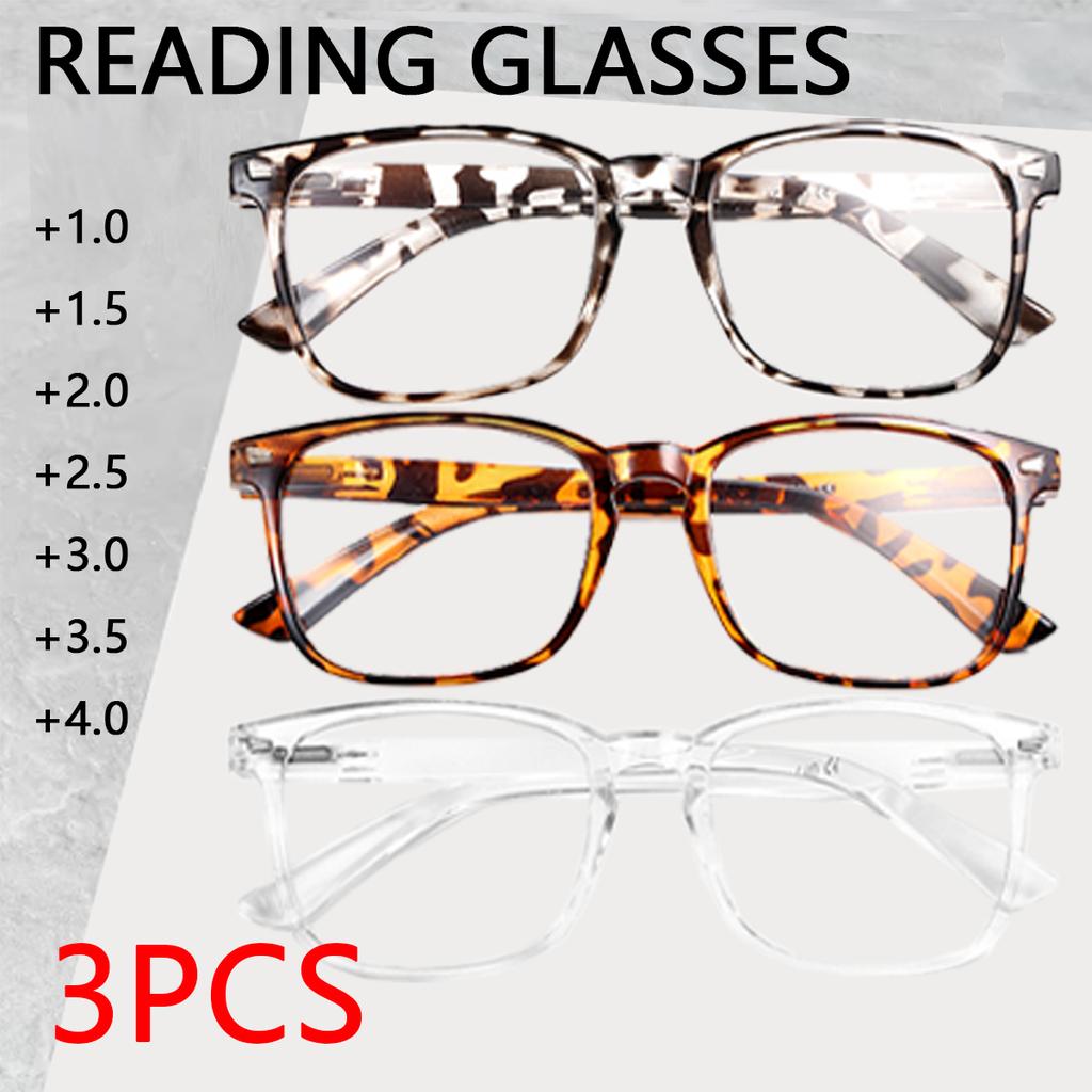 3pcs Blue Light Blocking Anti-Fatigue Reading Glasses Men and Women Anti-Ultraviolet Spring Hinge HD Reader