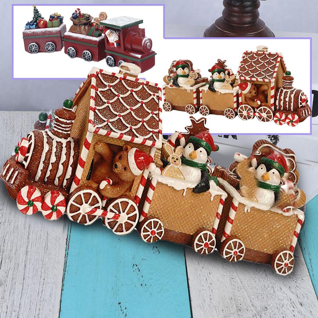 Gingerbread Train, Christmas Decorations, Window Christmas Gifts, Home Living Room Table Resin Crafts.