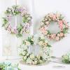 Artificial Front Door Wreath 15.7in Eye Catching Peony Hydrangea Flower Wreath for Home Party Wedding Decor Lake Blue