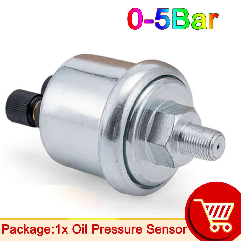 AD 1/8NPT Engine Oil Pressure Sensor Gauge 10mm 0-5BAR 0-10BAR Sender Switch Sending Unit Replacement Oil Pressure Gauge Sensors 0-5Bar