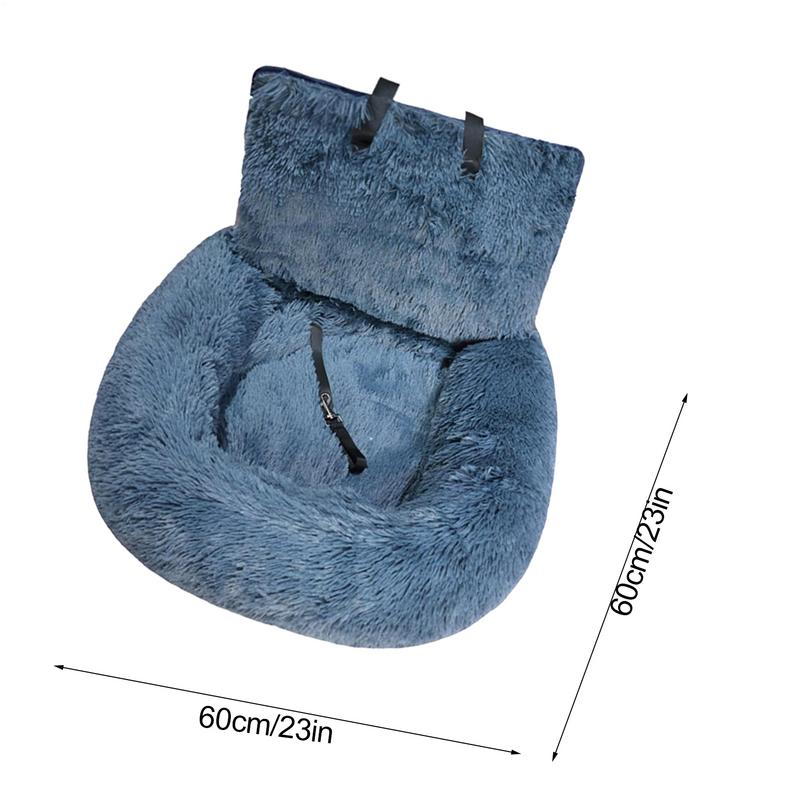 Plush Pet Car Seat Bed For Large Medium Dogs Washable Dog Booster Pet Car Seat Cushion Detachable Back Seat Pet Traveling Bed