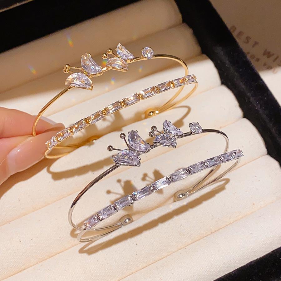 Silver Zircon Butterfly Brocade Bracelet: Luxury European & American Style Jewelry for Women