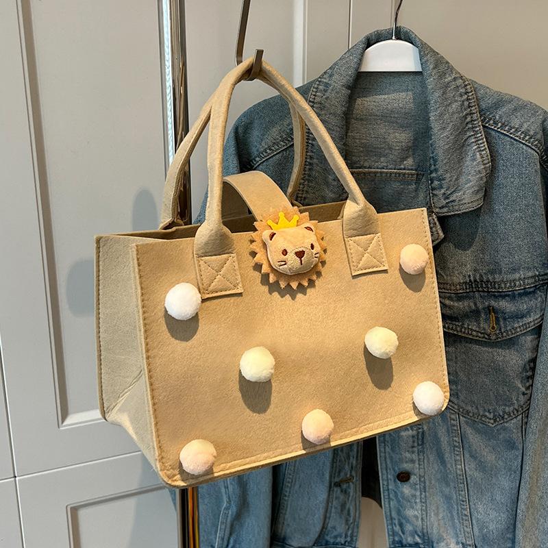 

Войлочная сумка для женщин Милая мультяшная Большая вместимость Универсальная студенческая сумка для занятий для ланч-бокса