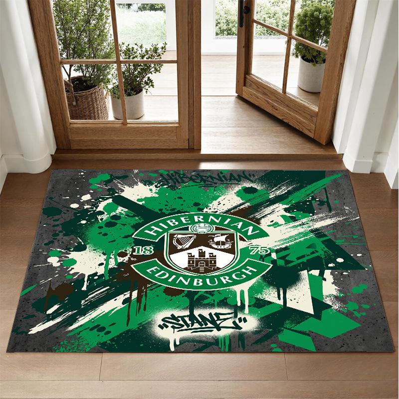 Hibernian FC Design Crystal Velvet Rug Soft Decorative Mat for Bedroom Entrance