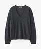 SUARE WOMEN 100% Fine Wool V-Neck Knit Charcoal