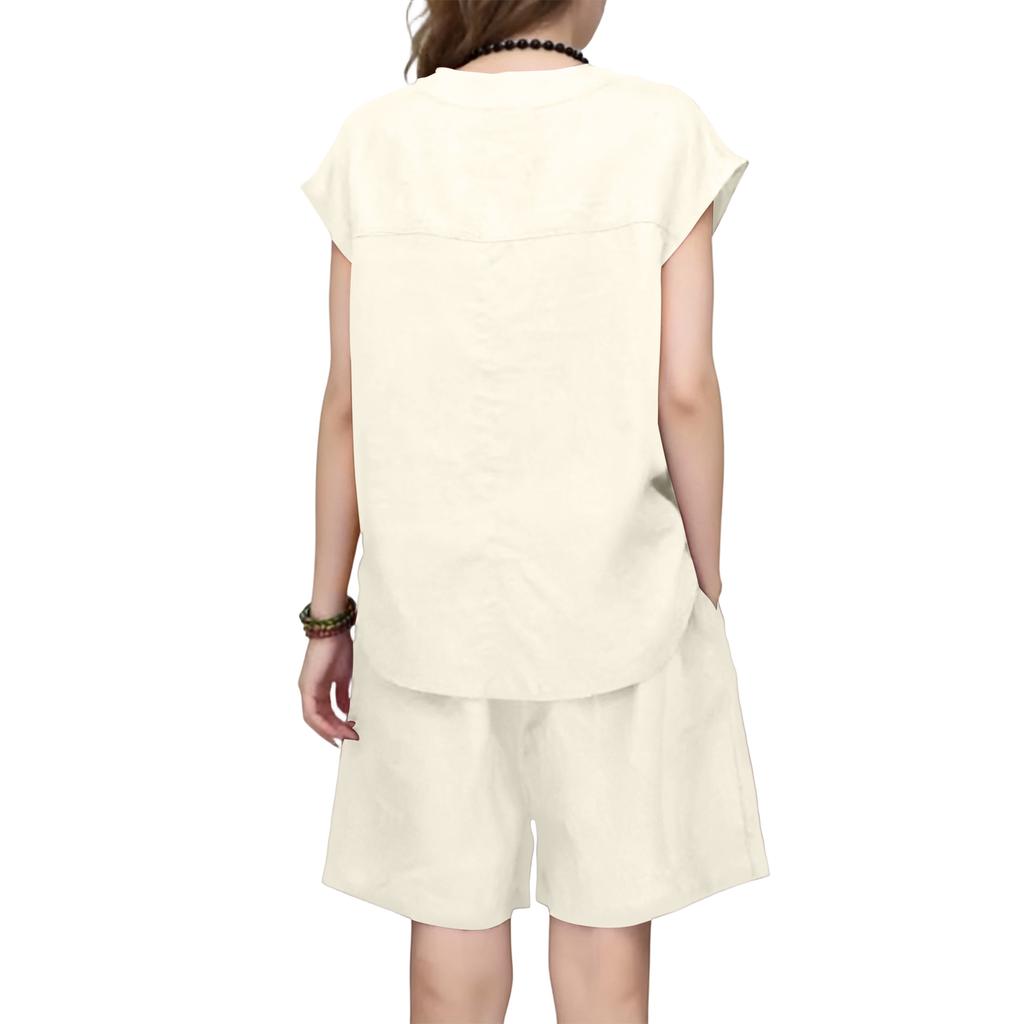 Damen 2-teiliges Freizeit-Set mit kurzärmeligem Oberteil und Shorts