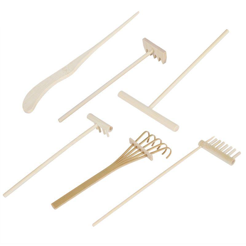 Good-Mini Japanese Zen Garden Rake Bamboo Tool Set, Wooden Sandbox Sand Play Therapy Kit For Spiritual Peace Meditation