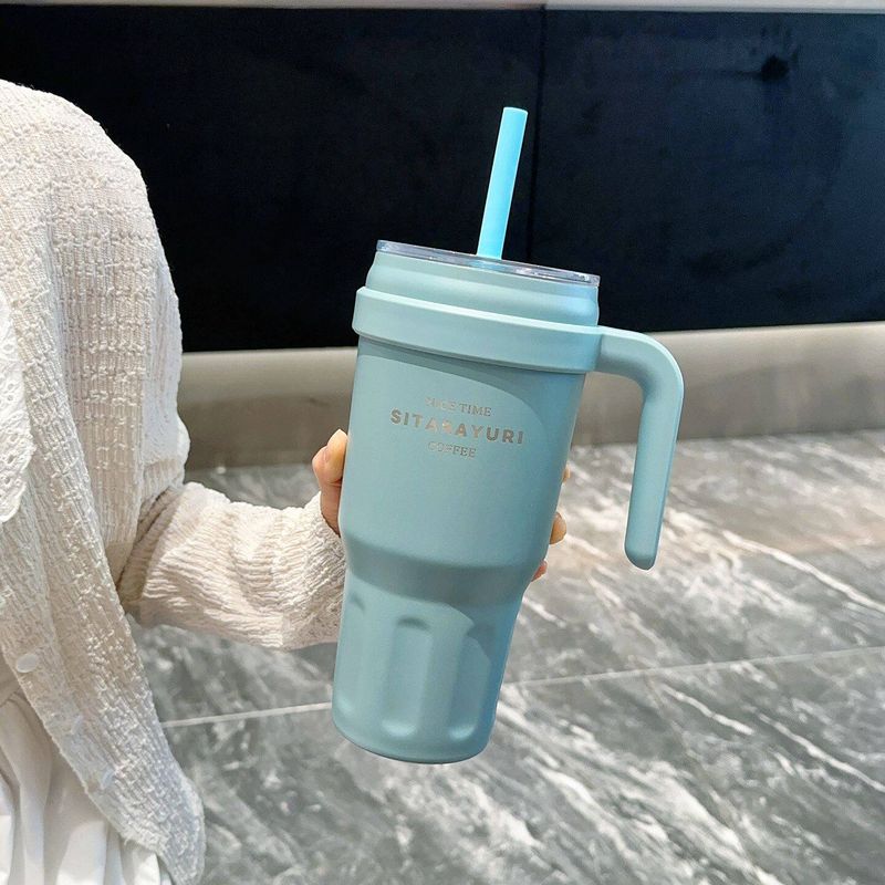 Large-Capacity Thermos Cup for Women, Good-Looking Ice Cup, Portable Car Coffee Cup, Outdoor Sports Water Bottle, Tea Cup