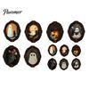 Indoor Halloween Theme Decorations Wooden Refrigerator Magnets, Vintage Gothic Oval Frame Fridge Magnets with Witch Retro Picture Decor Ghost
