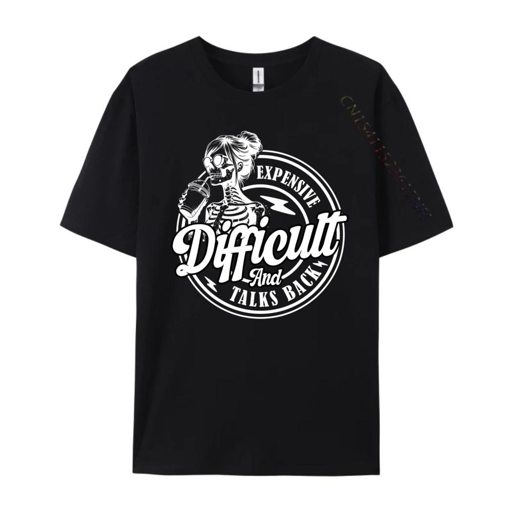 Expensive Difficult And Talks Back Skeleton D Red And Black Graphic T Shirt Soft Band Tshirts Eu Size