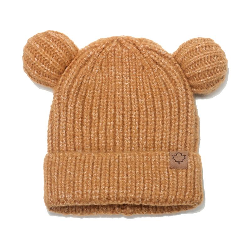 Children's knitted hat cute bear ears wool hat Korean version Japanese thermal ear protection pullover hat for children