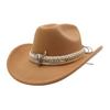 Western Cowboy Hat Retro Jazz Hat Woolen Top Hat Cowboy Felt Hat Retro Hat Ethnic Cowboy Hat