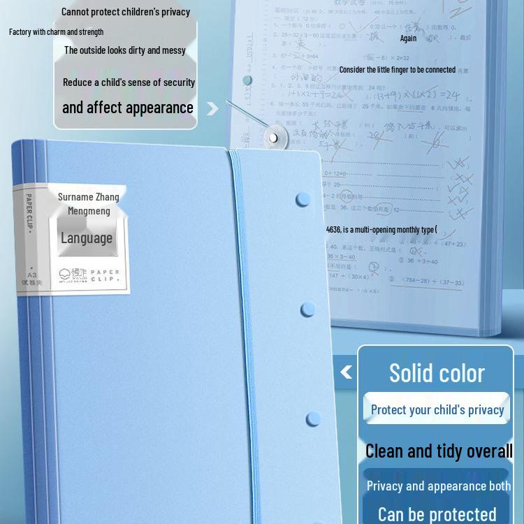 Transparent Multi-layer Test Paper Storage Bag - 60 Pages Exam Paper Folder for Primary School Students
