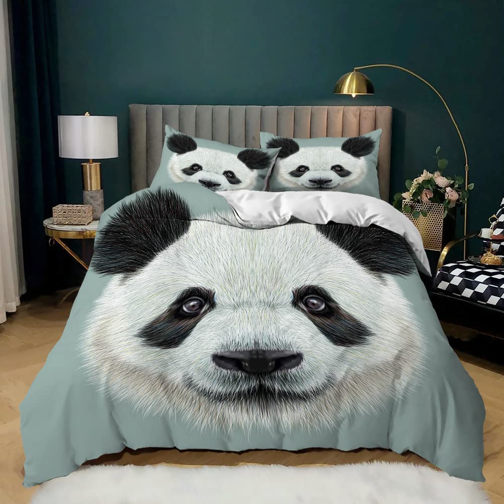 Cartoon Panda Duvet Cover Set Cute Kawaii Wild Animals Comforter Cover King Queen Size Bedding Set With Pillowcase For Kids Girl