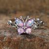 Hollow Out Colored Diamond Butterfly Design Ring Summer Fashion Exquisite Small Fresh Personality Ring