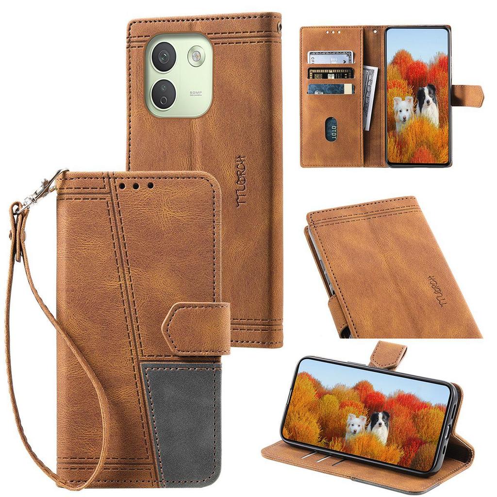 for Xiaomi Redmi Note 17 Pro Max 5G Vintage Color Block Folio Wallet Phone Case RFID Anti-Theft Card Holder