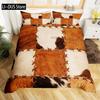 Brown Cowhide Duvet Cover Patchwork Cow Fur Farm Animal Bedding Set Western Farmhouse Retro Style Quilt Cover For Bedroom Decor