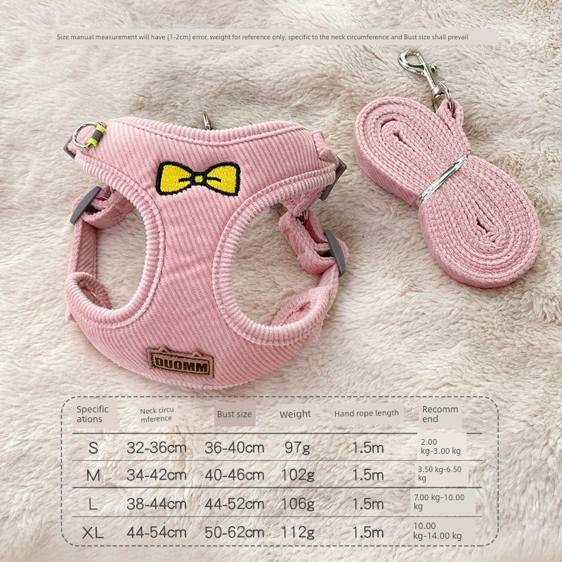 

Suit Chest and Back Cute Bichon Teddy Small Size Dogs Dog M recommend 3.50 kg-6.50 kg Pink suede