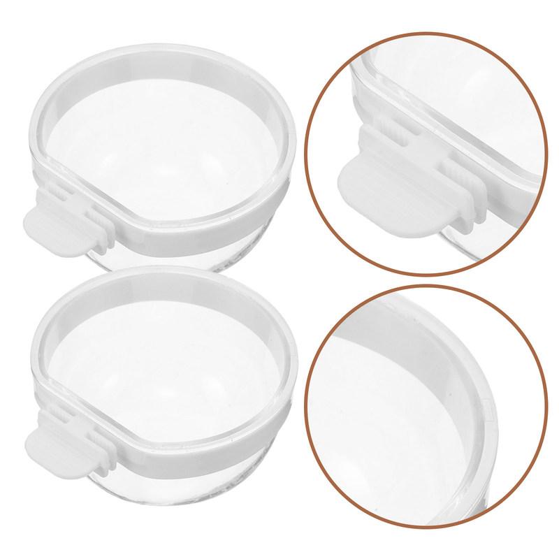 4Pcs Parrot Bird Feeding Bowls Transparent Plastic Spill Proof Hanging Cups Cage Water Dish for Small Birds Cockatiels