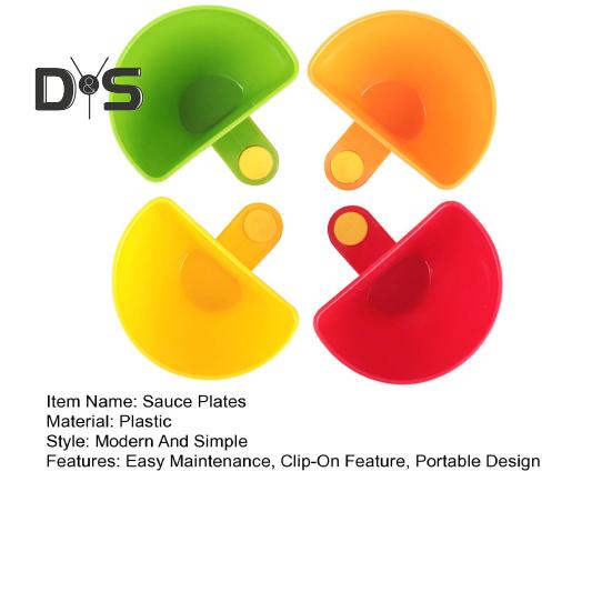 Zestaw 4 klipsów do dipów do misek, talerzy, pojemników na sosy, nadający się do mycia w zmywarce, przenośny pojemnik na przyprawy, sos pomidorowy, sól, ocet warzywny, ketchup