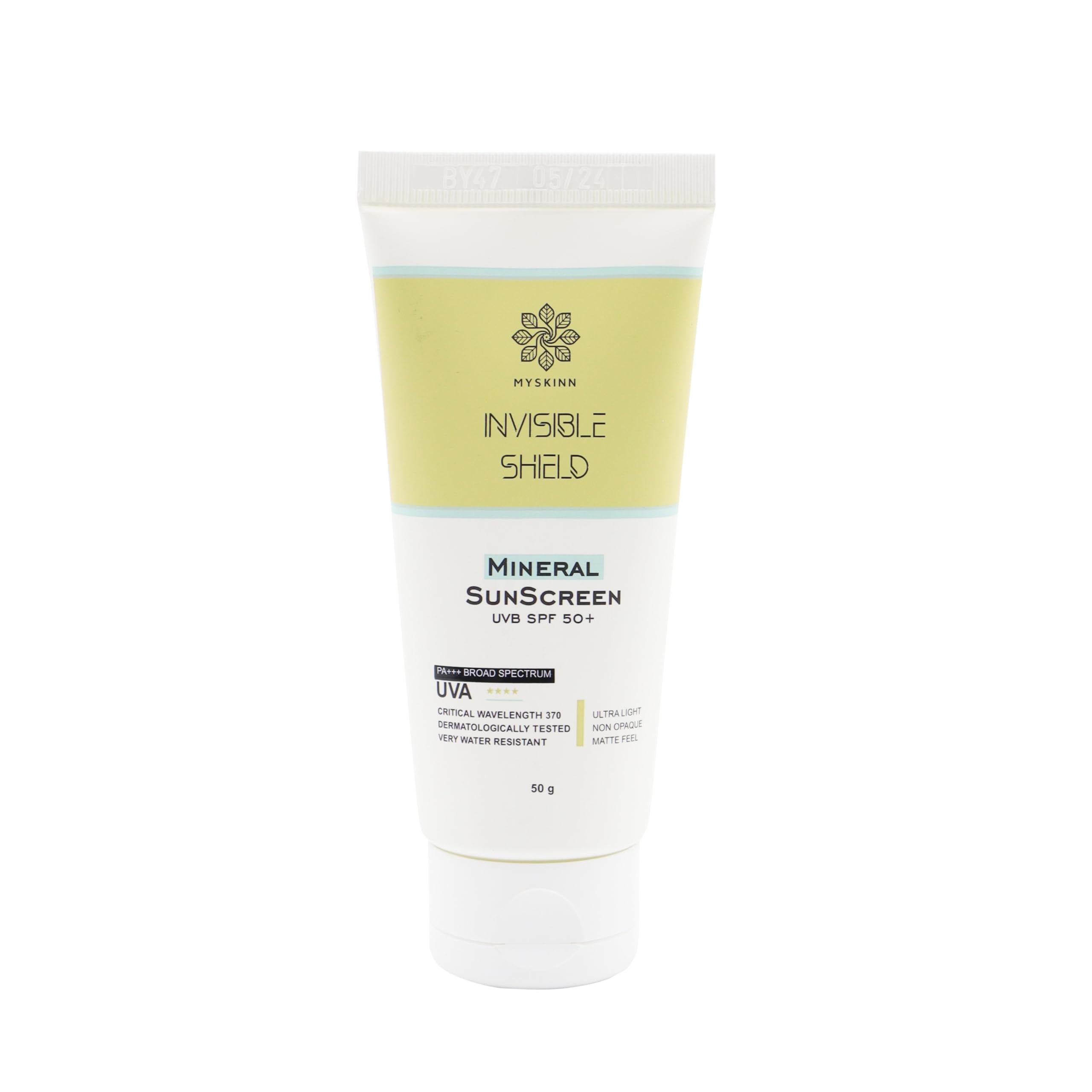 MYSKINN Invisible Shield Mineral Sunscreen Spf 50 Gentle Safe for Babies and Pregnant Women Water Resistant 50g