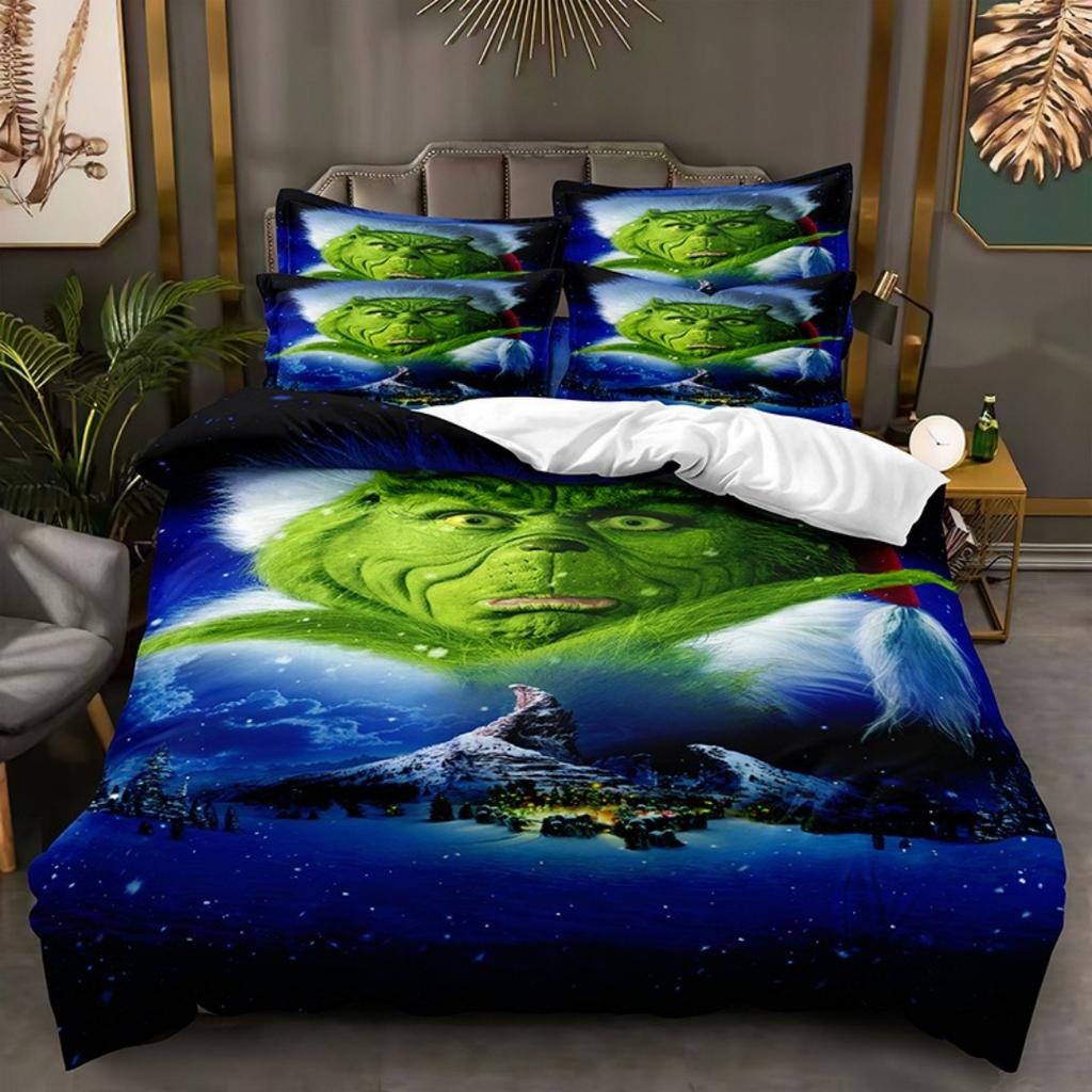 NIEUW Groen Monster Stole Christmas Comfort Beddengoed Set Beddengoed Set Grinch Dekbedovertrek Set King Queen Maat Voor Jongens Meisjes Cadeaus