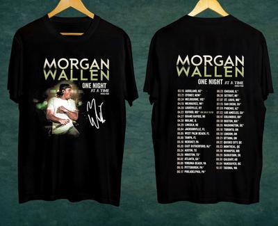 Vtg Morgan Wallen World 2023 Tour Cotton Black Unisex 2 Sides Shirt MM1712